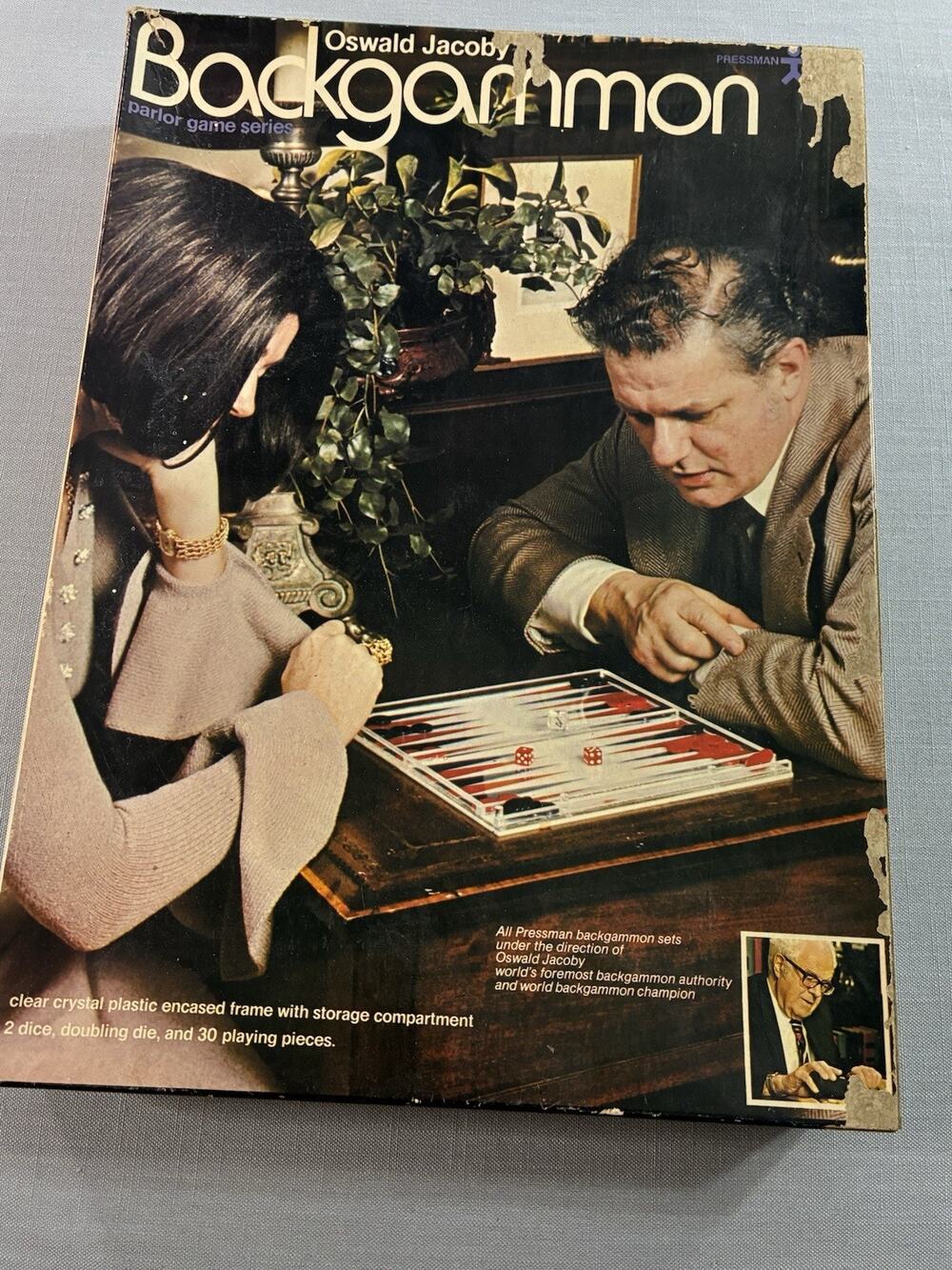 Vintage 1970s Pressman Oswald Jacoby Backgammon Game Complete Read Description